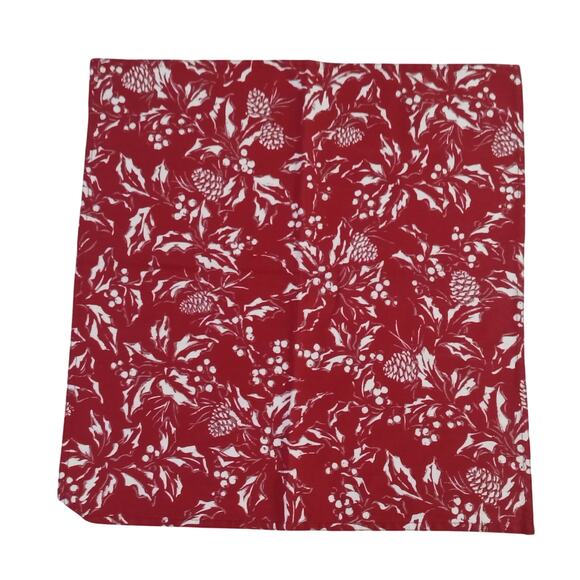 Ralph Lauren Holiday Dinner Napkins Bowen Pinecones Red Silver White Set 12 - Picture 7 of 10